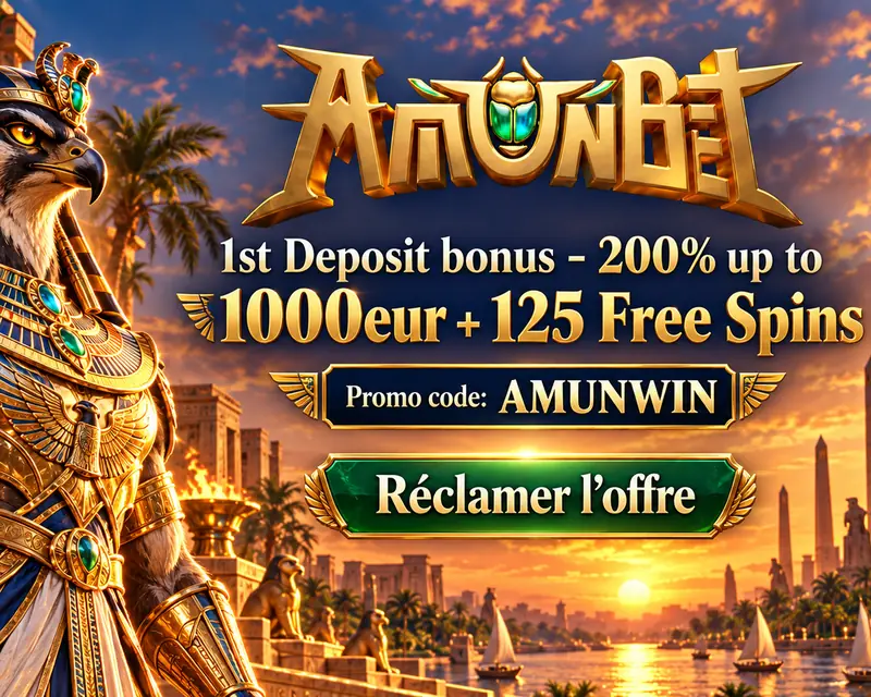 Visuel du bonus de 1er dépôt Amunbet, code AMUNWIN